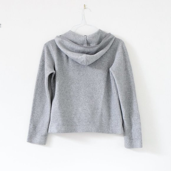 GAP Grey Stretch Teddy Fleece Zip Up Hooded Sweatshirt Jacket | Size S - Picture 4 of 7